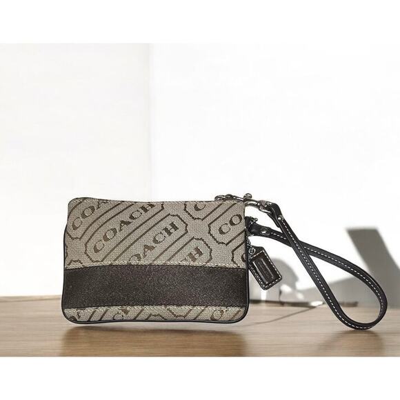 Y2K Coach F12252 Signature Striped Lozenge Tote Bag & Wristlet - Picture 8 of 15